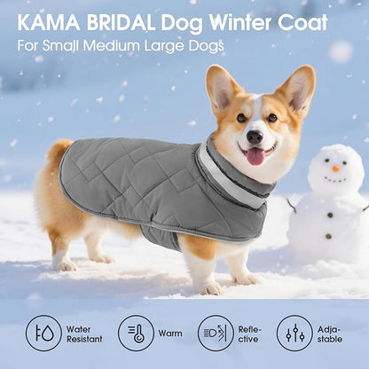 Dog Winter Coat Warm Padded Puppy Jacket Windproof Water Resistant Clothes for Small Medium Large Pets Christmas Sweater Outfit Vest(Grey, XS)