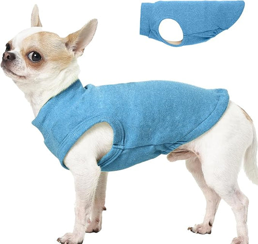 Dog Sweater Fleece - Blue, XS - Stretchable Sleeveless Vest | Warm Lightweight Sweatershirt, Pullover Design for Puppy,Chihuahua Clothes,Autumn/Winter Outdoor Clothing