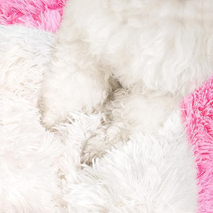 NOYAL Round Hooded Donut Dog Bed for Small & Medium Pets - Plush Fluffy Anti-Anxiety Cat Cave Bed with Cover