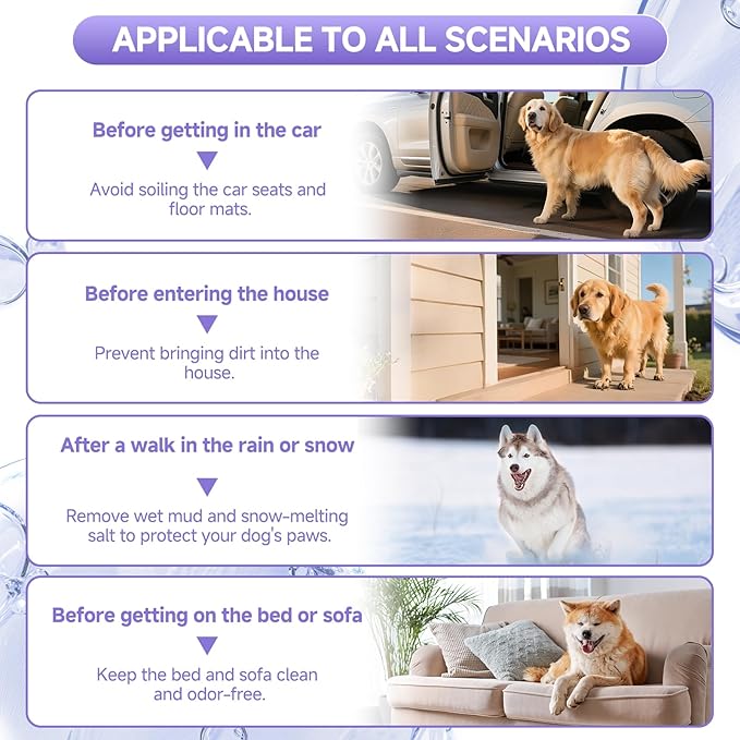 Dog Paw Cleaner Kit – Soft Silicone Brush for Safe Mud & Odor Removal, Travel No-Rinse pH Balanced Natural Formula, Gentle Daily Use – for Rain, Snow, Mud – Includes Towel & Paw Balm