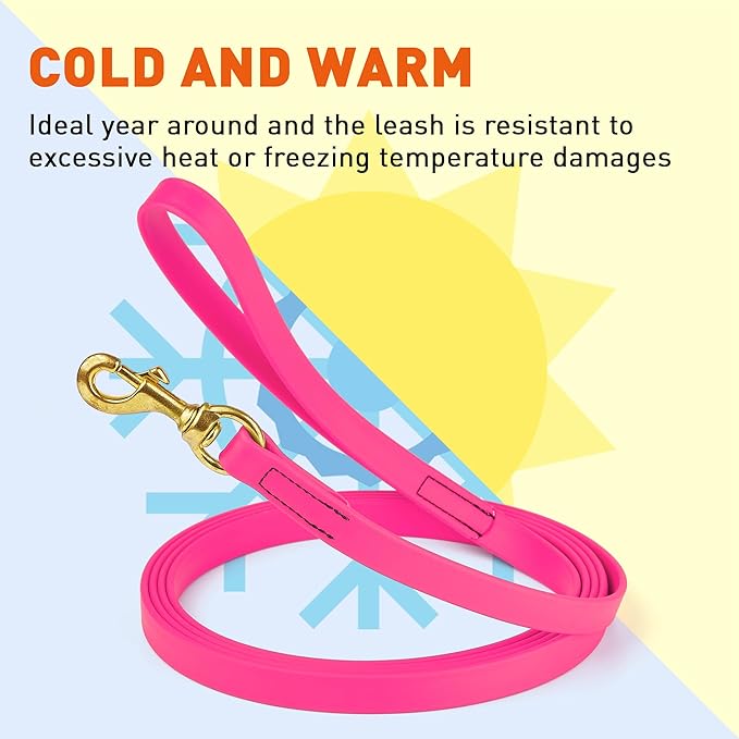 Viper Biothane K9 Working Dog Leash Waterproof Lead for Tracking Training Schutzhund Odor-Proof Long Line with Solid Brass Snap for Puppy Medium and Large Dogs, 10ft Passionfruit Pink