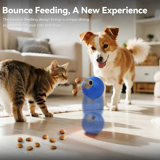 Interactive Dog Toys with Automatic Treat Dispenser, Fun Slow Feeder Interactive Toy for Dogs and Cats, Boosts Mental Stimulation, Reduces Anxiety, Durable Indoor Fun-Blue