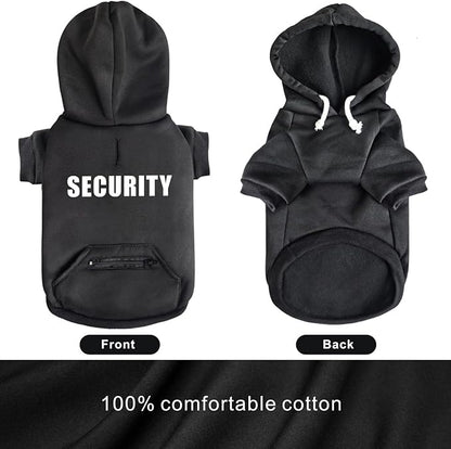 Dog Hoodie Security Glow-in-The-Dark Dog Sweater Sweatshirt Hooded Soft Brushed Fleece Winter Clothes with Dual Pocket Zip Puppy Hoodies for Small Medium Large Dogs Black XS