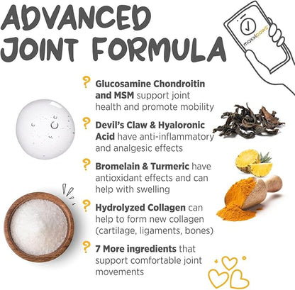 maxxipaws - maxxiflex+ Hip & Joint Supplement for Dogs with Glucosamine, Chondroitin, MSM & Collagen | Mobility, Flexibility & Discomfort Support | Senior, Adult & All Breeds | 60 Tablets