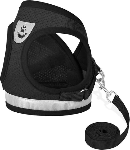 Cat Harnesses and Puppy Harness with Leashes Set, Escape Proof Cat Harness, Adjustable Reflective Soft Mesh Vest Fit Puppy Kitten Rabbit Ferrets's Outdoor Harness
