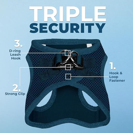 Voyager Step-in Air All Weather Mesh Harness and Reflective Dog 5 ft Leash Combo with Neoprene Handle, for Small, Medium and Large Breed Puppies by Best Pet Supplies - Set (Blue), S