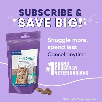 Virbac C.E.T. IntelliDent Cat Bites Dental Care Cat Treats for Healthy Teeth and Gums Fresh Breath Chicken Flavor 90 per Bag
