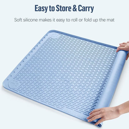 Pee Pad Holder for Dogs, 40" x 28" Silicone Pee Tray Mat Leak-Proof, High Edge, No Spill Pet Pad Holder for Puppy, Cat, Rabbit, Training Pads for Floor Protection, No Pee Pads (Blue)