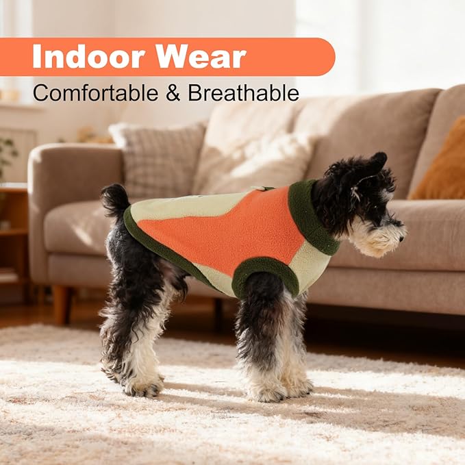 Dog Thermal Sweater, Cozy Fleece Coats with Leash Ring,Cold Weather Sweatshirts for Medium Breeds,Indoor & Outdoor, Comfortable & Stretchy,Machine Washable,Orange,Size 2XL