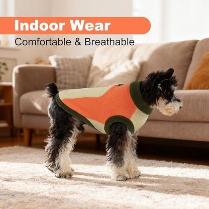 Dog Thermal Sweater, Cozy Fleece Coats with Leash Ring,Cold Weather Sweatshirts for Medium Breeds,Indoor & Outdoor, Comfortable & Stretchy,Machine Washable,Orange,Size 2XL