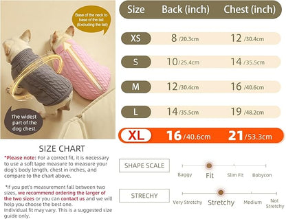 2 Pack Dog Sweaters for Small Dogs - Puppy Medium/Large Size Warm Clothes Winter, Turtleneck Pullover Design for Male Girl Pet, Doggie, Kitten Chihuahua Bulldog Pug Beagles (XL, Grey. Pink)