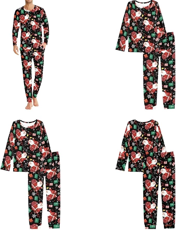 Christmas Family Pajamas Matching Sets with Pockets Dog Costumes for Small Dogs Long Sleeve Sleepwear Plus Size