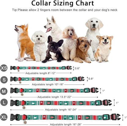 ARING PET Christmas Dog Collar, Cute Red Green Folk Cotton Pet Collars with Quick Release Buckle for Puppy Small Medium Large Boy Girl Dogs-XL