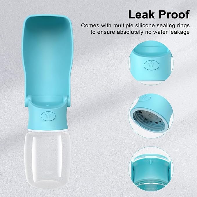Portable Dog Water Bottle for Walking – 19oz / 12oz Foldable Pet Water Dispenser for Puppies, Medium & Large Dogs – Leak Proof Travel Water Bowl for Small Animals Dog Accessories(12OZ Blue)