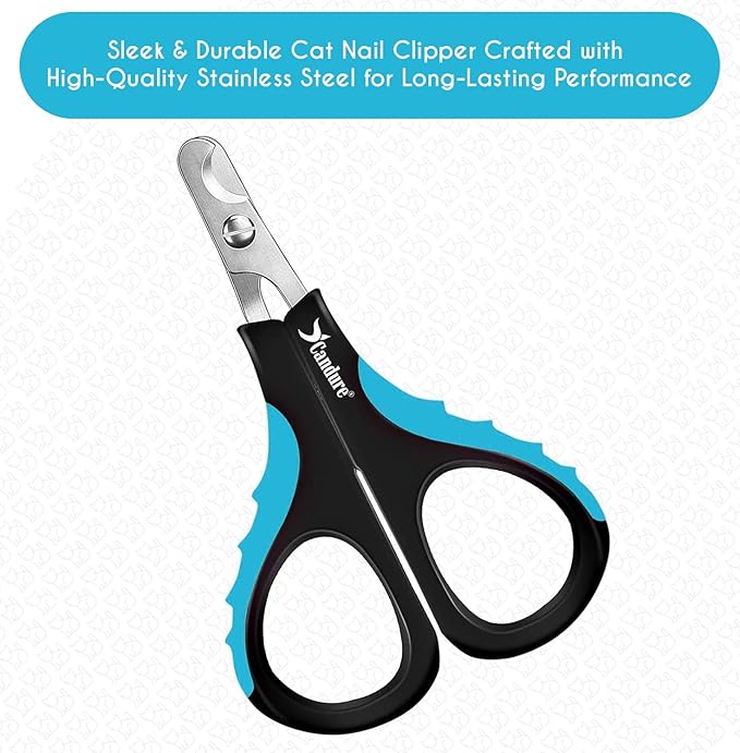 Candure Cat Nail Clipper Stainless Steel Cat Claw Trimmers for Rabbits, Guinea Pigs, Birds, Puppies, Kittens and Small Animals Pet Nail Clipper for Professional and Home Use (Blue)