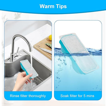 Cat Water Fountain Filter for 108oz/3.2L Wireless Cat Water Fountain,Battery Operated Stainless Steel Pet Fountain(6 Filter + 6 Sponge)