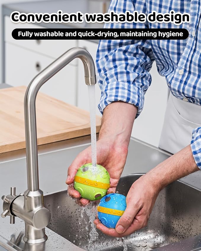 Interactive Dog Treat Dispenser Clover Ball Bite Resistant TPR Puzzle Feeder for All Dog Size Fun Bounce Fetch Toy with Dual Holes, Washable Pet Enrichment Chew Toy for Boredom Relief & Slow Blue