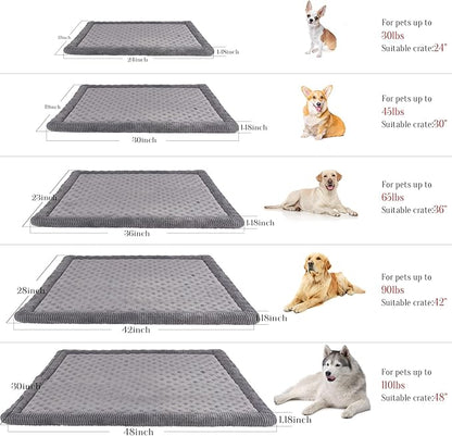XL Gray Dog Crate Pad 42x28 inch Memory Foam Large Dog Kennel Bed Soft Flannel Washable Anti Slip Puppy Sleeping Mat,Grey