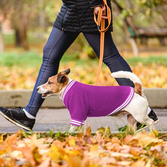 Dog Sweaters for Large Dogs, Brushed Fleece Dog Sweater Baseball Jacket Large Pet Sweater Clothes Soft Warm Boy Girl Pet(Purple-XL)