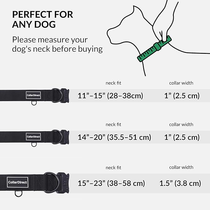 Heavy Duty Dog Collar for Large or Medium Dogs, Adjustable Strong Dog Collar for Active Dogs, Double-Layered Nylon (Black, 14-20)