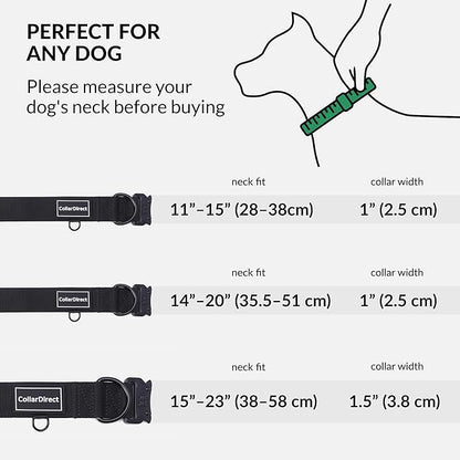 Heavy Duty Dog Collar for Large or Medium Dogs, Adjustable Strong Dog Collar for Active Dogs, Double-Layered Nylon (Black, 14-20)