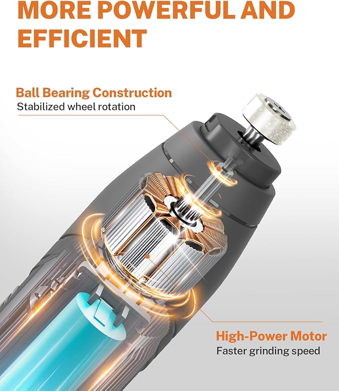 Toozey Dog Nail Grinder - Electric Pet Toenail Trimmer with 12, Gray High-Grade Durable Professional Tool, 1 Count