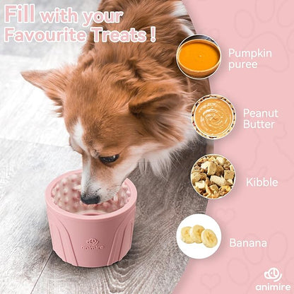 Dog Slow Feeder Lick Bowl, Anxiety Relief Dog Licking Mat Treat Dispenser, Non-Slip Anti-Choking Slow Eating Lick Bowl for Small Medium and Large Breed Dogs, BPA Free Silicone (M-L)