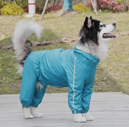 Dog Raincoat, 4 Legs Large Dog Rain Jacket with Reflective Stripe,Dog Hooded Waterproof Raincoats for Big Dogs,Large Breeds Dogs Rain Jackets with Legs,Tail(Blue,9XL)