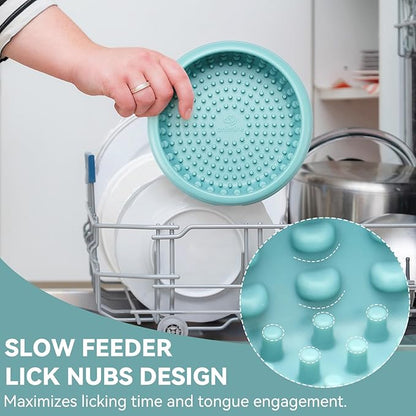 Dog Lick Bowl, Animire Freeze Lick Mat for Dogs, Non-Slip Slow Feeder Licking Bowl Enrichment Treat for Distraction Anxiety Relief, Food Grade Silicone, Dishwasher Safe(Teal,L)