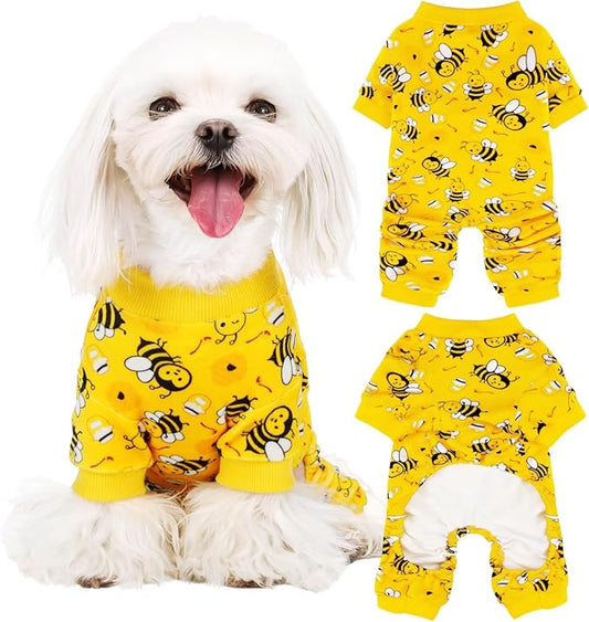 Paiaite Dog Pajamas Onesie: Comfortable Four-Legged Apparel for Small, Medium, & Large Dogs, Polyester Material for Comfort, Wrinkle Resistance, Moisture Wicking, Stretchiness Cute Bee S