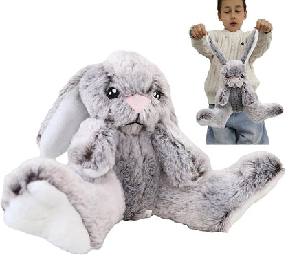 GOOC Kawaii Stuffed Fluffy Rabbit Animal Sitting Bunny Plush Toy Big Feet Rabbit Plushies Gray Fuzzy Bunny Doll Gift for Kids or Lover 10 Inch
