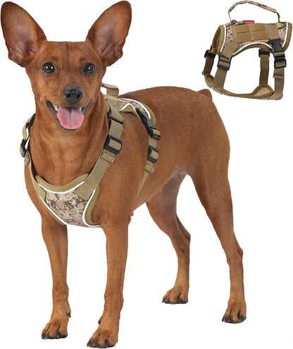 Dog Harness and Leash Set, Small Sized No Pull Pet Harness with Control Handle, Adjustable Tactical Harness for Small Medium Dogs Cats, Reflective Puppy Harness for Walking Hiking Training