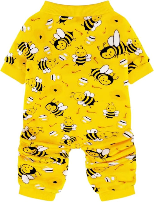 Paiaite Dog Pajamas Onesie: Comfortable Four-Legged Apparel for Small, Medium, & Large Dogs, Polyester Material for Comfort, Wrinkle Resistance, Moisture Wicking, Stretchiness Cute Bee XS