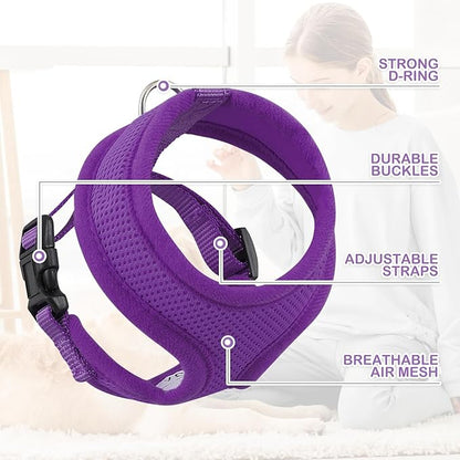 MoNiBloom Dog Harness for Small Sized Dog, Soft Puppy Padded Vest for Walking, Running, Training - Purple, XS