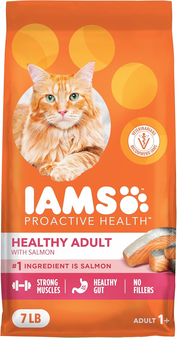 IAMS Proactive Health Adult Healthy Dry Cat Food with Real Salmon, 7 lb. Bag