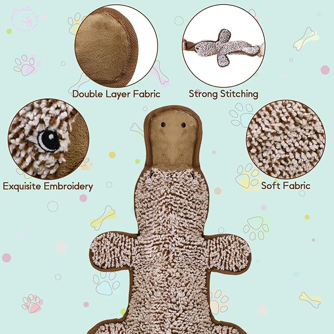 No Stuffing Dog Squeak Toys- Chew Toys for Small Medium Large Breed- Durable Puppy Teething Interactive to Keep Them Busy- Best Birthday Gift(Platypus)