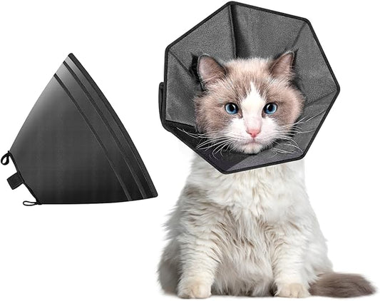 Soft Dog Cone for Dogs After Surgery, Breathable Pet Recovery Collar for Large Medium Small Dogs and Cats, Adjustable Dog Cone Collar, Elizabethan Collar (Black, S(Neck 8“-12.7”))