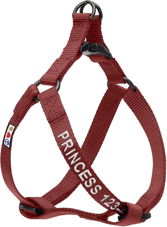 Pawtitas Personalized Dog & Puppy Harness Extra Small Marsala Custom ID Tag Adjustable No Pull Vest