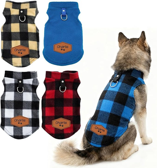 Personalized Dog Sweater, Custom Cats Winter Wear Sweaters, Personalized Boy Girl Dogs Cats Plaid Clothes, Birthday Christmas Party Gifts for Puppy Kitty