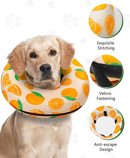 MIDOG Inflatable Dog Cone Alternative for After Surgery - Soft Protective Donut Collar Prevents Licking, Comfortable Recovery E-Collar Alternative for Small Medium Large Dogs (Orange,XS)