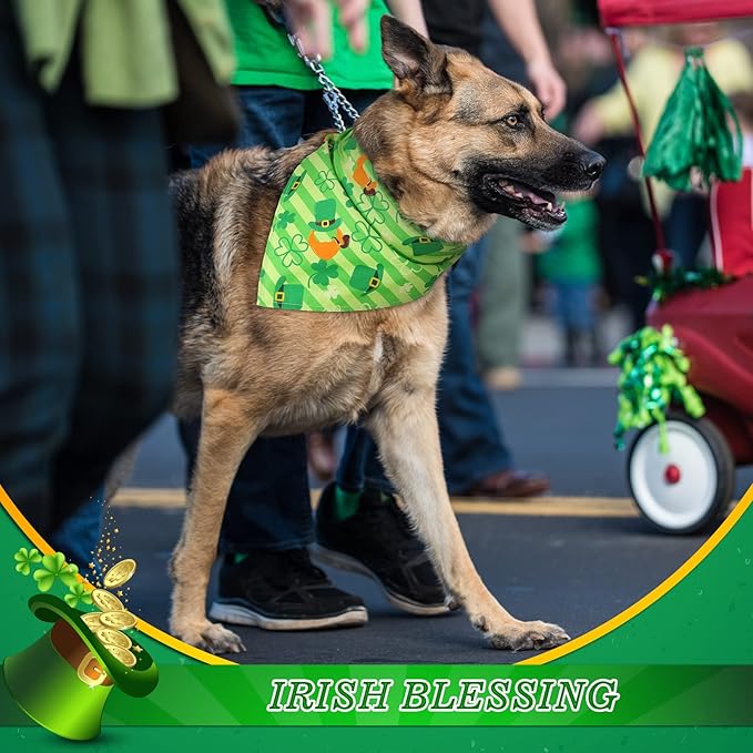 Sanwuta 60 Pcs St. Patrick's Day Dog Bandanas Bulk St. Patrick's Day Dog Scarf Adjustable Puppy Kerchief Holiday Pet Grooming Supplies Outfit Costume for Small to Large Pet (Shamrock)