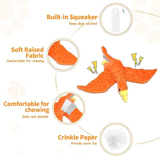 Plush Squeaky Dog Toys, Soft Stuffed Animals Dog Toy with Squeaker, Interactive Crinkle Dog Toys, Puppy Teething Chew Toy for Small, Medium & Large Breeds