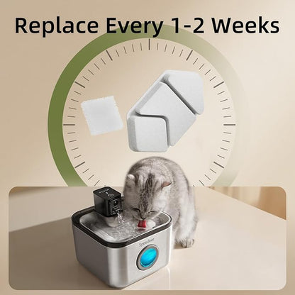 Official 4 Packs Replacement Filters & Pre-Filter Sponges for 4L/135oz Wireless Cat Water Fountain ZTI0506