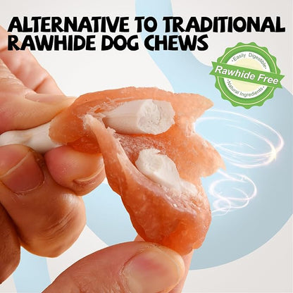 ASMPET Dog Treats Chews Rawhide Free Real Chicken Calcium Bone Snacks, Teeth Clean Breath Fresh Dog Training Treats