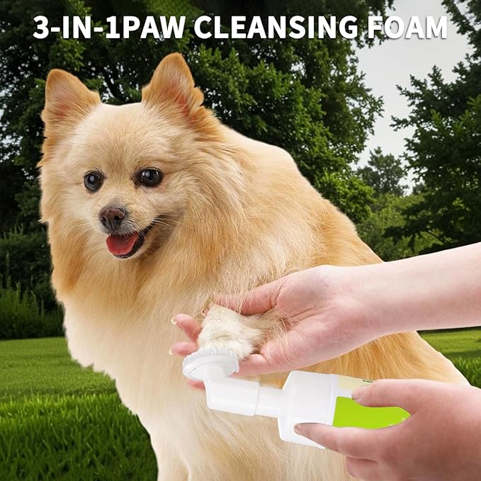 Pet Paw Cleaner for Dogs（5.0 fl oz）- No-Rinse Foam Pet Paw Washer with Silicone Brush Head for Puppy, Small, Medium,Large Dogs and XL Breed,Clean Muddy Paws,PH Balanced Foaming Dog Foot Washer
