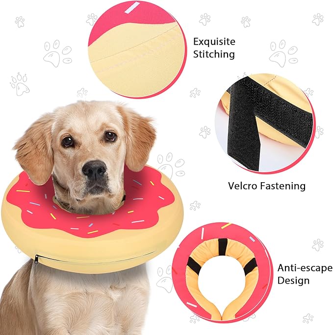 'MIDOG Dog Cones for Large Dogs, Cone for Dogs After Surgery, Soft Protective Recovery Donut Collar for Dogs to Prevent Touching Stitches, Wounds, and Rashes, Does Not Block Vision E-Collar. -Red,M