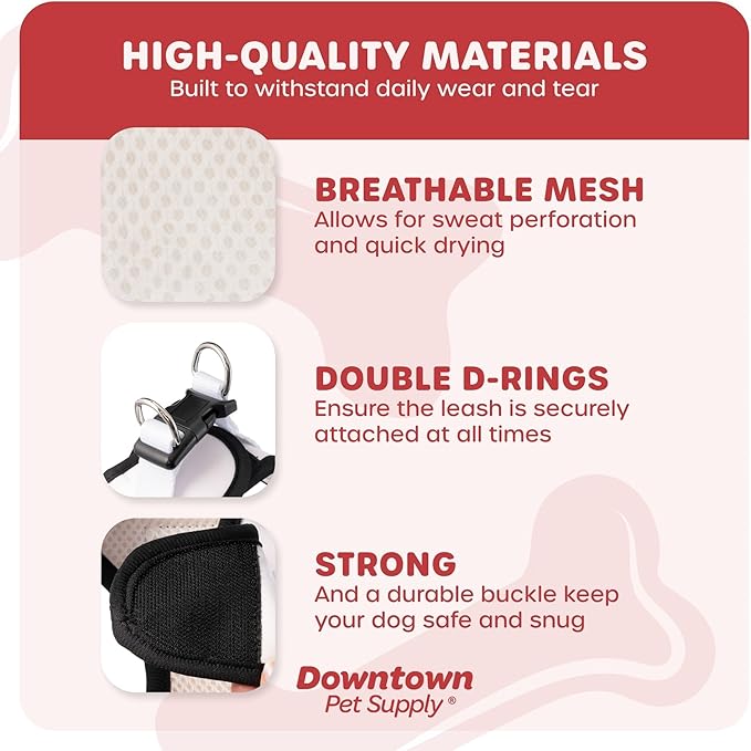 Downtown Pet Supply Step in Dog Harness for Small Dogs No Pull, Large, Doodle - Adjustable Harness with Padded Mesh Fabric and Reflective Trim - Buckle Strap Harness for Dogs