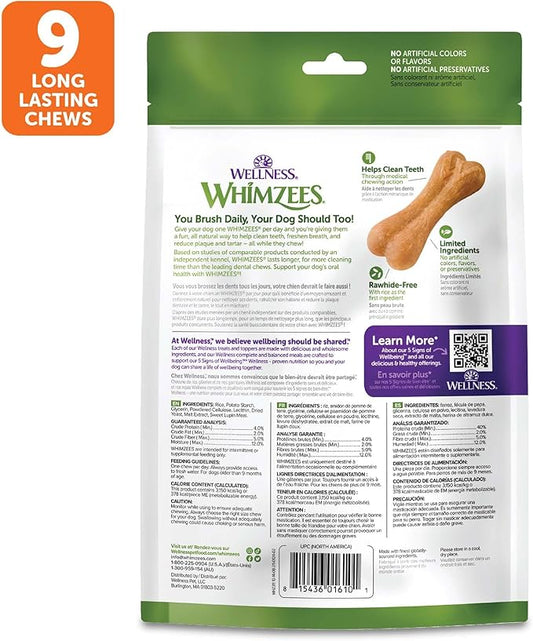 WHIMZEES Wellness Ricebone Dog Dental Treats, Natural Chews, Large Size, (9 Count)