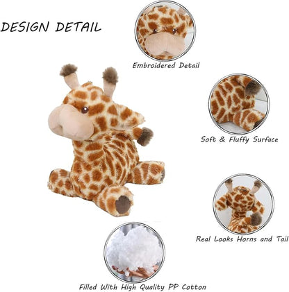 GOOC Kawaii Stuffed Giraffe Animal Fluffy Plush Toy Sitting Baby Giraffe Plushies Doll Anime Gift for Kids or Lover 10 Inch