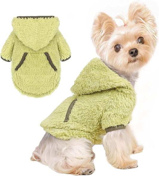Dog Sweater Dog Winter Clothes for Small Dogs Boy Girl Pet Hoodies Puppy Cold Weather Coats Fall Doggie Sweatshirt for Chihuahua Yorkie Cat Sweater Costumes (Green, Small)